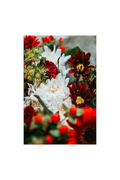 OEM Pictură pe pânză, „Roșu și alb în armonie florală”, 100 x 150cm