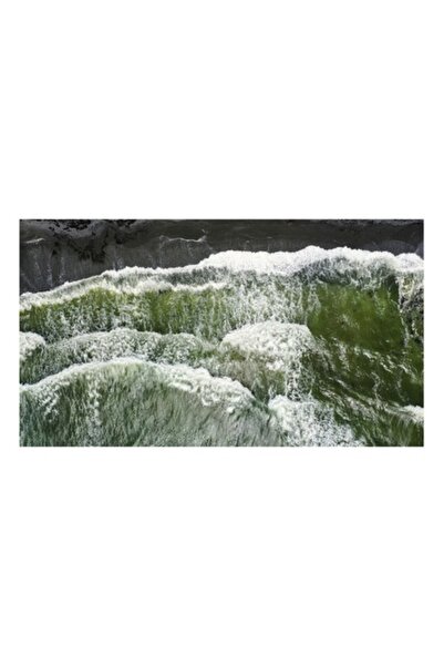 OEM Tablou Canvas, 'Vartejul valurilor verzi la tarm', Valuri, Spuma, Verde, Apa, Energie, Natura, Ritm,