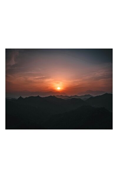 OEM Pictură pe pânză, „Apus de soare peste munți misterioși”, 100 x 70cm