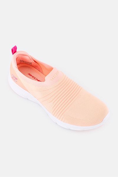 SKECHERS Women Dlux Comfort Slip On Casual Shoes, Peach