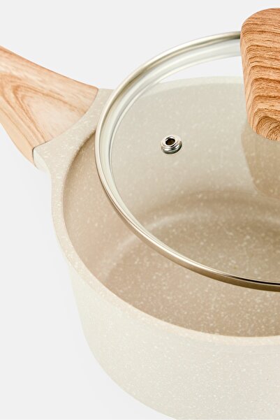 Kathy Ireland Cust Aluminum Non-Stick Saucepan, Light Beige