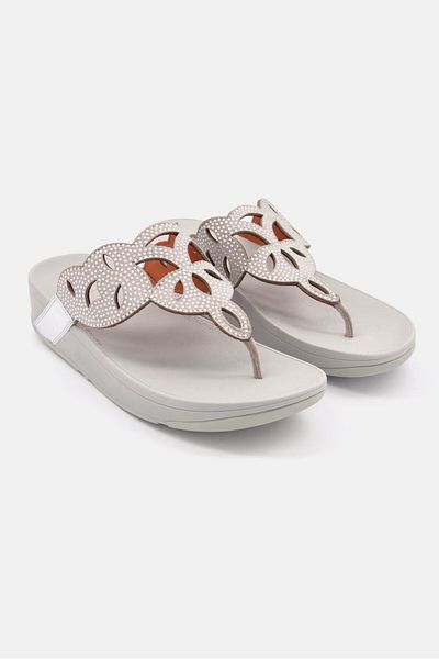Fitflop Women Elora Crystal Toe Thong Sandals, Silver