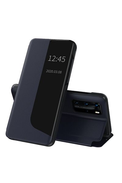 Dali Protective Flip Cover for Huawei P40 Pro, Sleep Case, Leather, Dark Blue