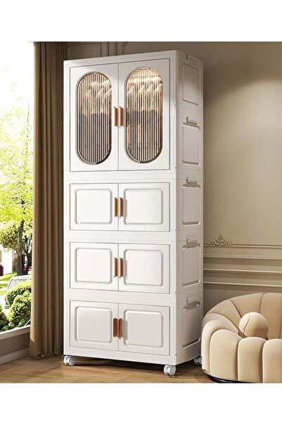 Türkiye Modern 5-Layer Multi-Purpose Storage Cabinet with Magnetic Doors and Wheels – 168X60X38 cm