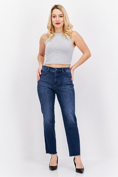 NYDJ Women Slim Fit High Rise Washed Stretchable Jeans, Navy Blue