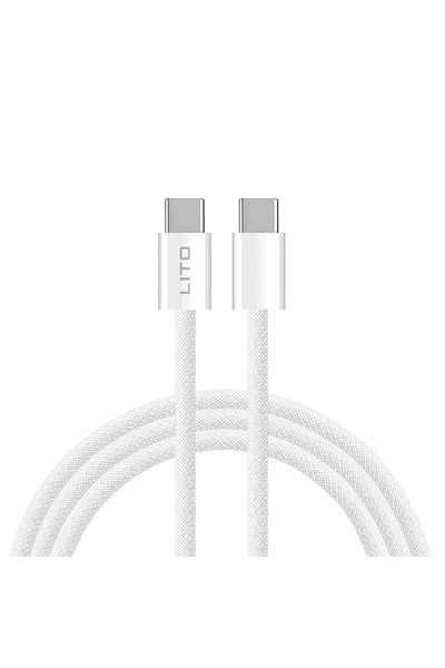 Dali Charging and Data Transfer Cable, USB Type-C to USB Type-C, Fast Charge, 60W, 1.2m, Textile, White