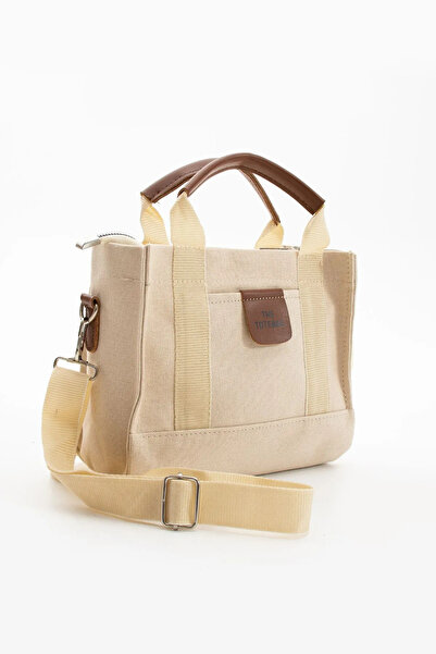 Glowfit Shine Your Shape Women's Cream Canvas Crossbody Mini Tote Bag Hand Shoulder Bag