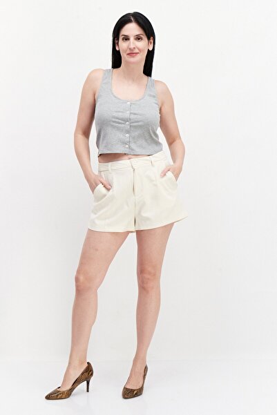 Don't Call Me Jennyfer Women Regular Fit Plain Basic Shorts, Cream
