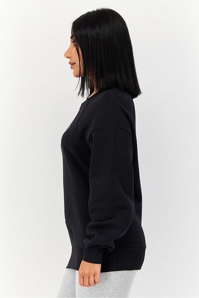Reebok Women Sportswear Fit Embroidered Logo Long Sleeves Outdoor Sweatshirt, Black
