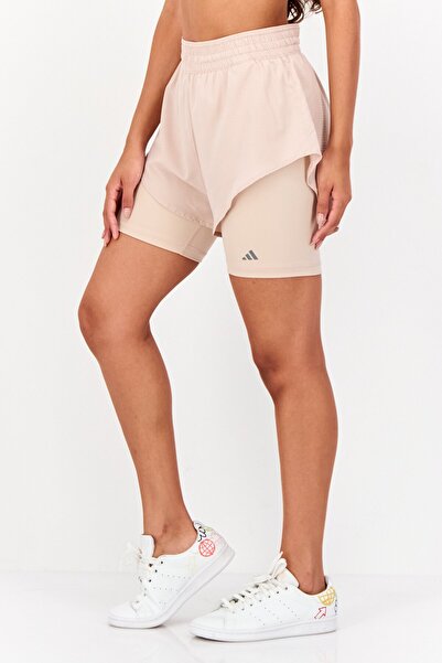 adidas Women Sportswear Fit Training 2 in 1 Shorts, Beige