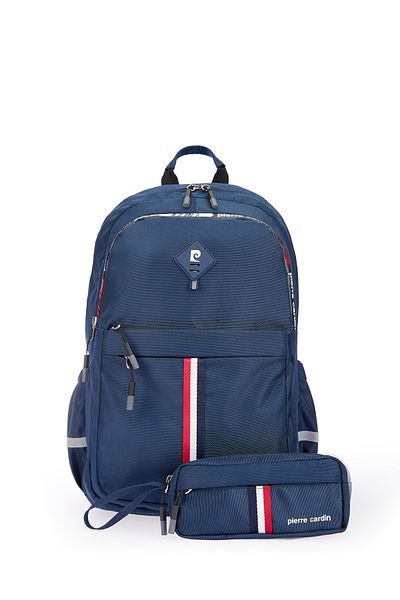 Pierre Cardin Set of 2 School Bags Unisex Children's Multi-Compartment Backpack School Bag and Pen Holder 07Pct18001
