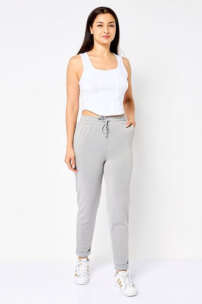 Koton Women Regular Fit Drawstring Jogger Pants,Grey