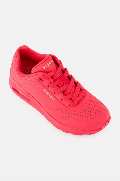 SKECHERS Women Uno Stand On Air Lace Up Outdoor Shoes, Red