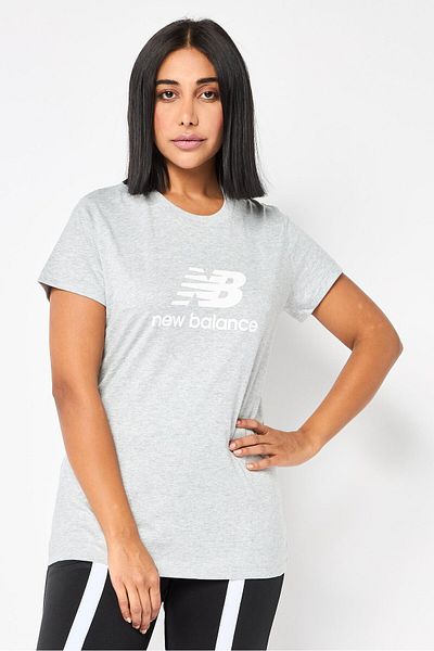 New Balance Women Athletic Fit Short Sleeves Running T-Shirt, Light Grey