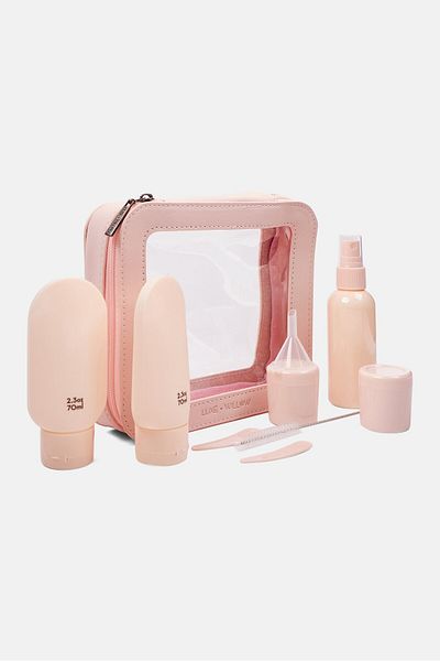 Luxe + Willow Travel Bag With Bottles Set, Light Pink