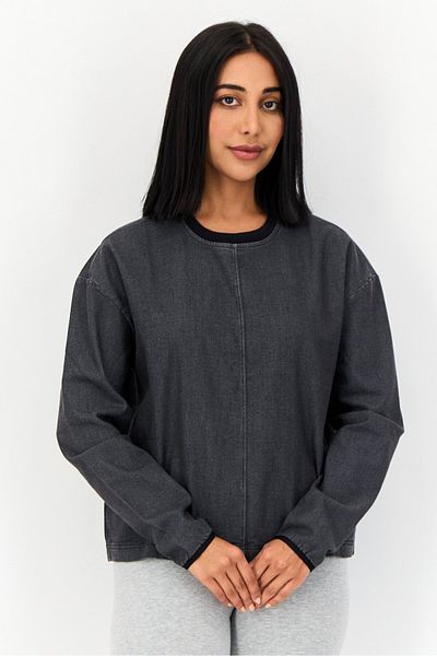 Reebok Women Sportswear Fit Long Sleeves Outdoor Sweatshirt, Dark Grey