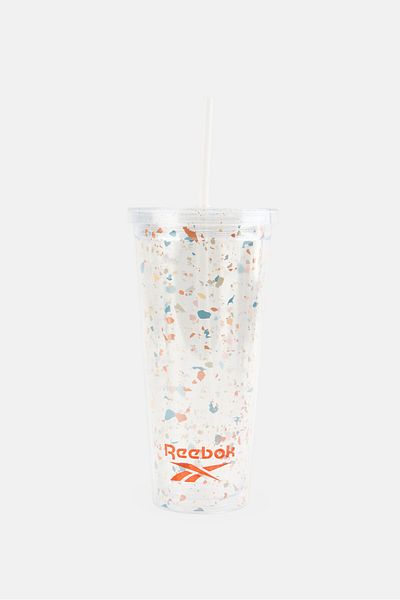 Reebok كوب بلاستيكي شفاف بشعار العلامة التجارية، سعة 700 مل