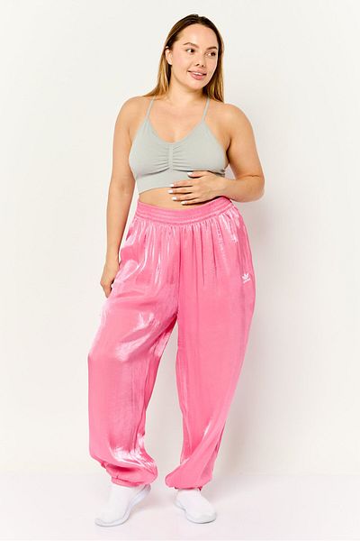 adidas Women Relaxed Fit Embroidered Logo Track Pants, Pink