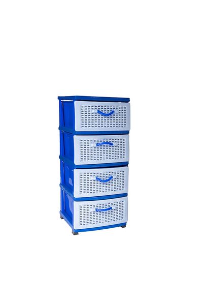 sterk Dulap plastic depozitare tip ratan, Sterk, albastru, 38x45x90cm + Set 6 Rezerve universale pentru mo