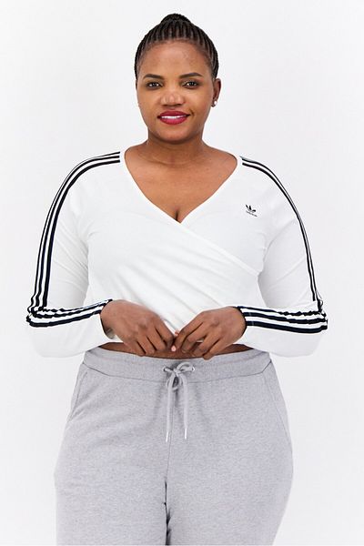 adidas Women Plus Size Long Sleeve Outdoor Top, White