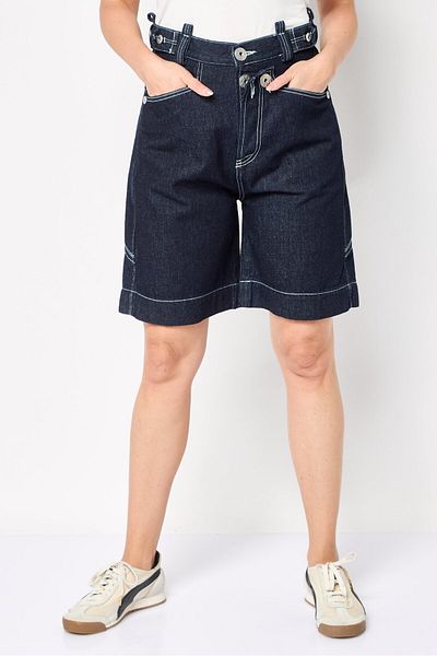 Diesel x Pronounce Women Washed Denim Shorts, Navy