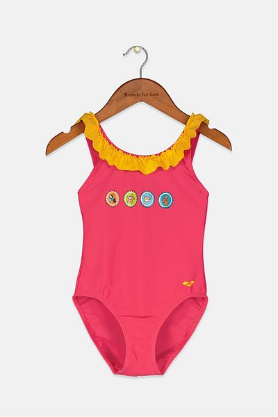 ARENA Toddler Girls One Piece Graphic Print Swimwear, Pink and Yellow