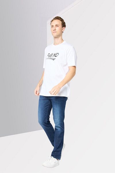 Diesel Men Crew Neck Short Sleeve Graphic Print T-Shirt, White