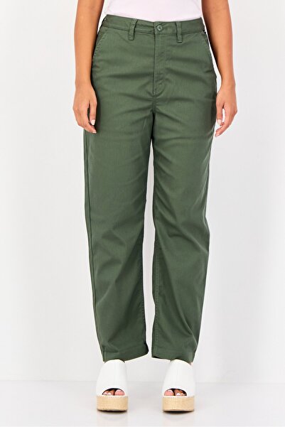 Vans Women Regular Fit Solid Chino Pants, Olive