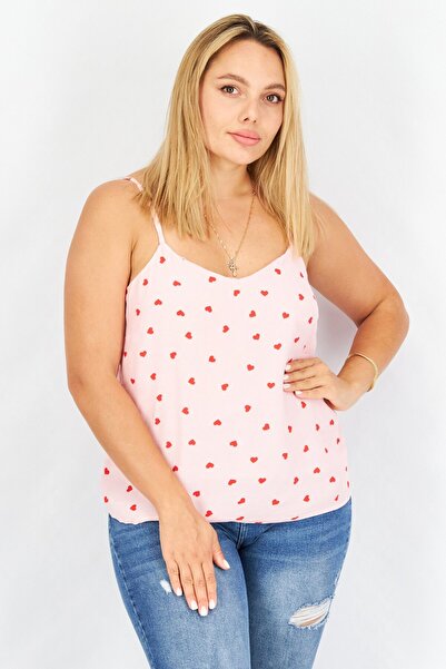 Style Cheat Women V-Neck Sleeveless Printed Top, Pink