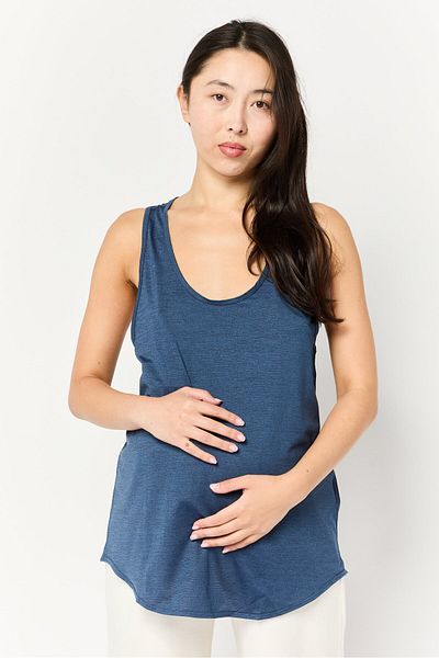 Cotton On Body Maternity Sportswear Fit Heather Sleeveless Training Top, Navy