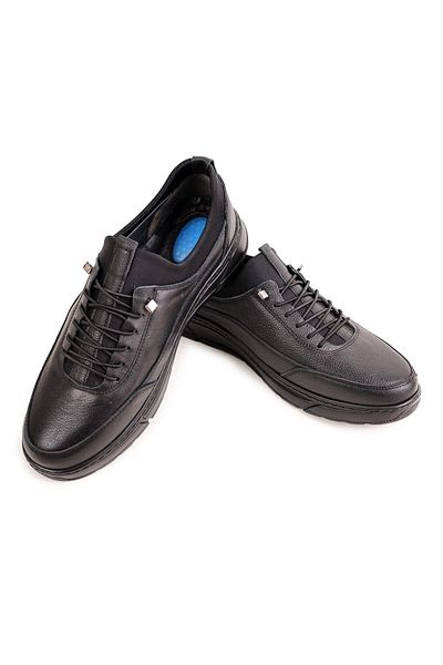 NUA Gnc090 Black Genuine Leather Orthopedic Men's Shoes