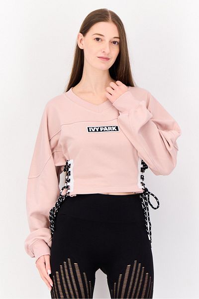 Ivy Park Women Sportswear Fit Long Sleeve Training Cropped Sweatshirt, Light Pink
