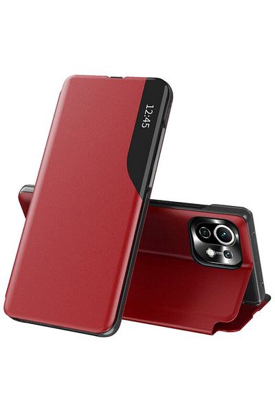 Dali Protective flip cover case compatible with Xiaomi Mi 11, eFold, eco-leather, Red