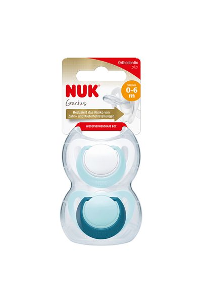Nuk Suzeta Genius Silicon M1 Vernil 0-6 luni 2 Bucati Set