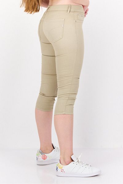 GAS Women Slim Fit Plain Cropped Jeans, Beige
