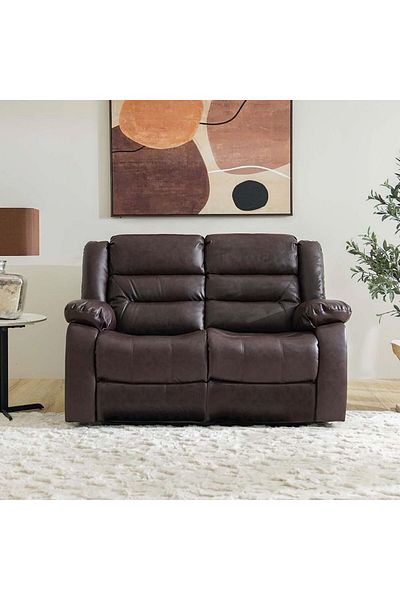Danube Home Allende 2 Seater PU Leather Motion Recliner - Red Brown L153xW90xH101cm