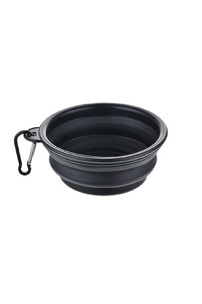 dalip Bol din silicon pentru câini și pisici, pliabil, capacitate 300 ml, diametru 13 cm, negru