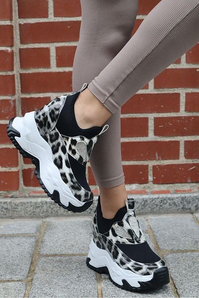 NUA GreyClaw Grey Leopard 10 cm Toc fără șnur pantofi de zi cu zi pentru femei