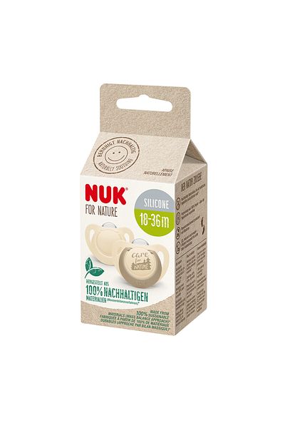 Nuk Pacifier for Nature Silicone M3, 18-36 months, Set of 2 Pieces, Cream