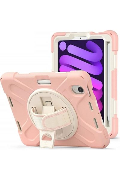 Dali Protective Case for Apple iPad Mini 6 (2021) with Strap and Stand, Reinforced Edges, TPU, Pink