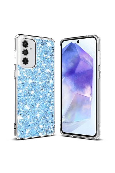 Dali Protective Case Compatible with Samsung Galaxy A55 5G, Sparkly Glitter, TPU, Light Blue
