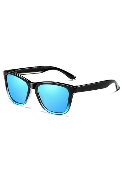 Dali Men's Square Polarized Sunglasses, UV Filter, Black-Blue Gradient Frame
