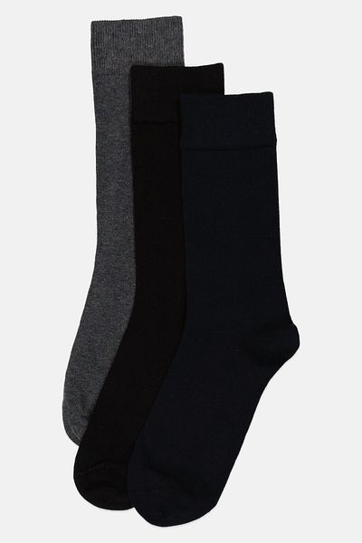 Algspar Men 3 Pairs Plain Terry Socks, Multicolor