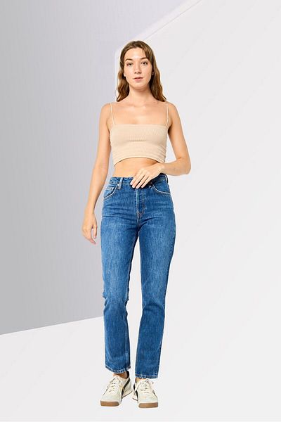 Gant Women Regular Fit Washed Non-Stretchable Denim Jeans, Blue