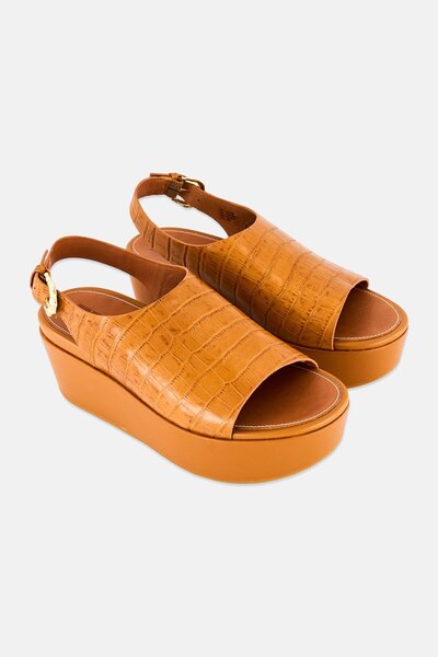 Fitflop Women Eloise Croc-Print Adjustable Buckle Closure Sandals, Brown