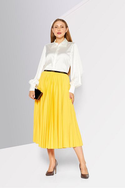 Lacoste Women Pull On Pleated Midi Skirt, Yellow
