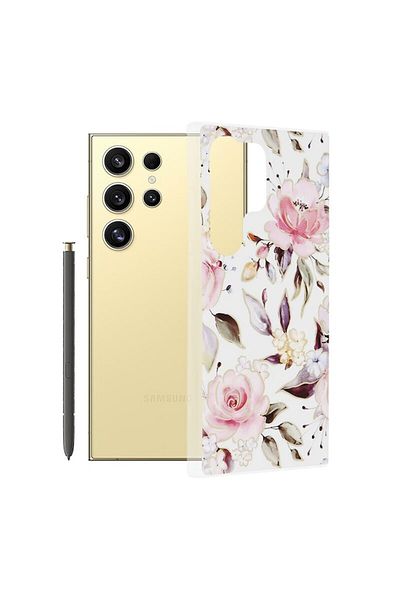 Dali Protective Case Compatible with Samsung Galaxy S24 Ultra, Marble Series, TPU, Chloe White, Multicolo