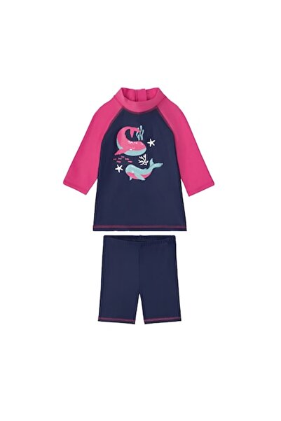 Dali Costum de baie pentru fetite, model balena, 2 piese, 86/92, UV 50+, Roz-...