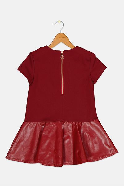 Overkids Toddlers Girl Solid Dress, Maroon