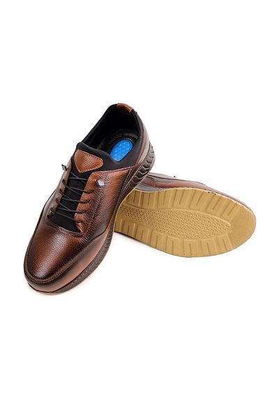 NUA Gnc204 Brown Genuine Leather Orthopedic Men's Shoes